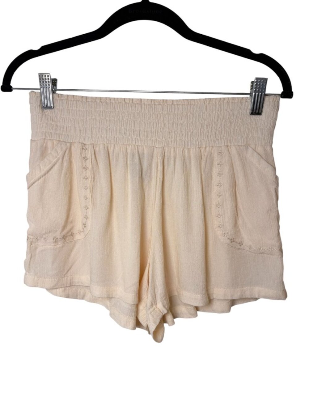prAna Cream Smocked Waist Pull On Flowy Shorts Size Medium